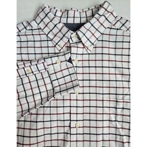 Cremieux Classics Men's 3XT Red Gray White Check Plaid Long Sleeve Button Down